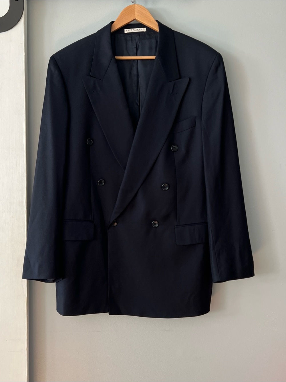 VTG HUGO BOSS-LORO PIANA Zeus Akropolis  Double Breasted Blazer-Black-40L - USA